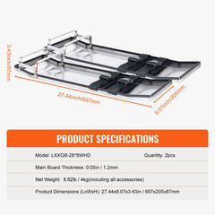 Concrete Knee Boards Stainless Steel, 28'' x 8'' Concrete Sliders, Knee Boards For Concrete, Concrete Knee Pads Pair Moving Sliders, with Board Straps for Cement and Concrete Finishing