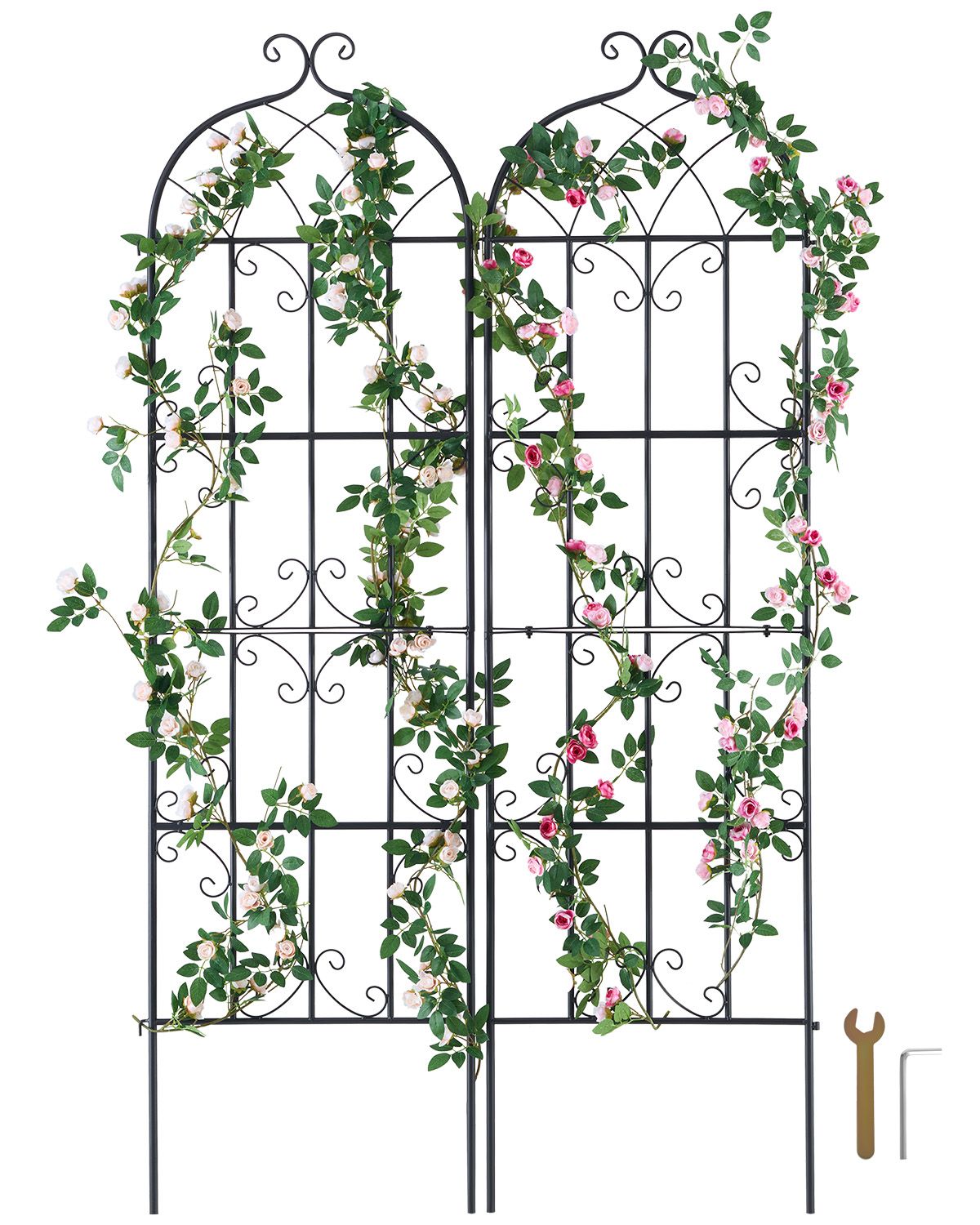 2 Packs Metal Garden Trellis for Climbing Plant Support 71x20 in Rustproof