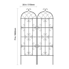 2 Packs Metal Garden Trellis for Climbing Plant Support 71x20 in Rustproof