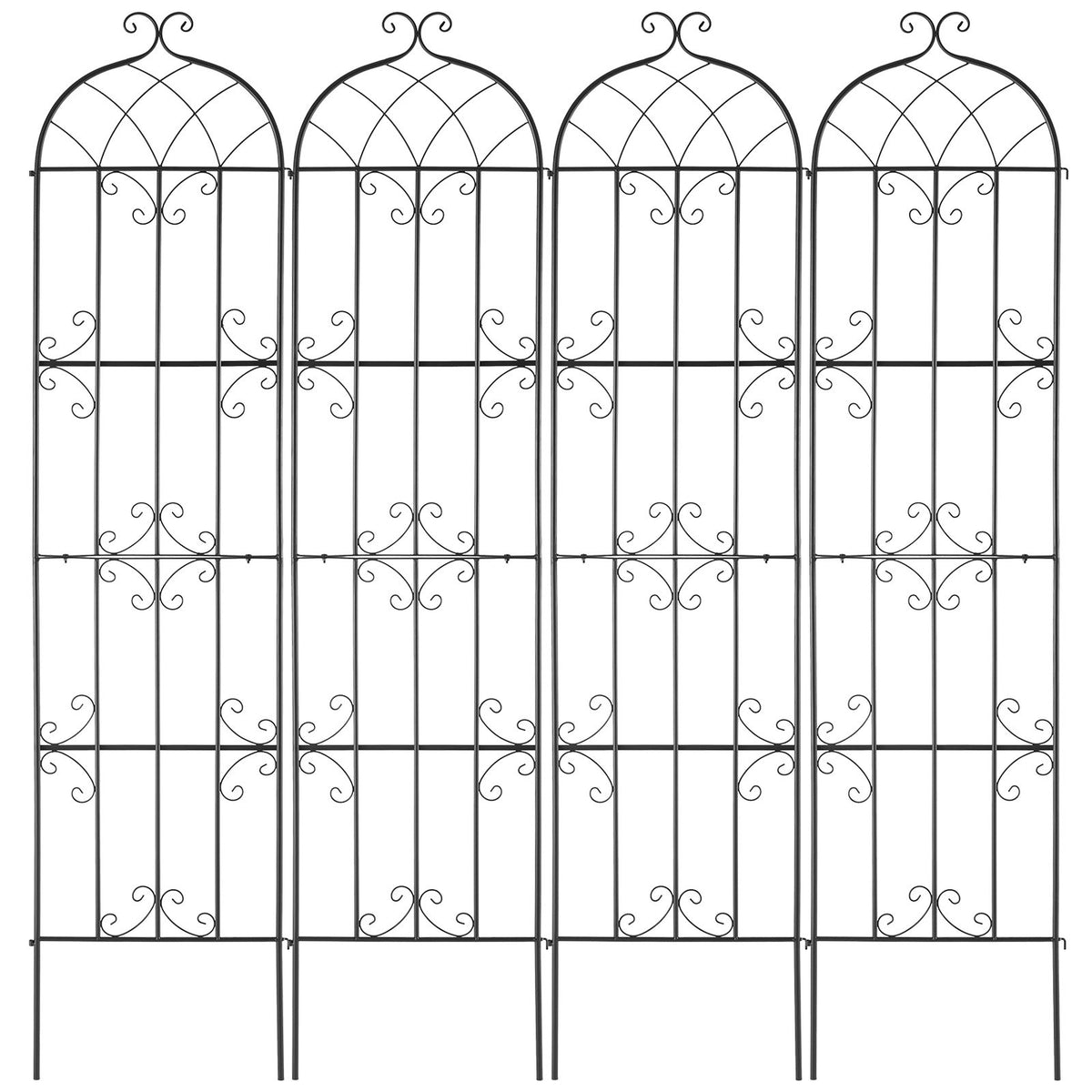 Garden Trellis for Climbing Plants, 87 x 20 in, 4 Packs Rustproof Metal Garden Flower Trellis, Outdoor Climbing Rose Trellis Cucumbers Support, Decorative Clematis Trellis for Courtyards Lawns