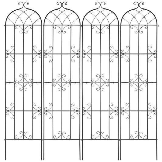 Garden Trellis for Climbing Plants, 87 x 20 in, 4 Packs Rustproof Metal Garden Flower Trellis, Outdoor Climbing Rose Trellis Cucumbers Support, Decorative Clematis Trellis for Courtyards Lawns