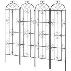 Garden Trellis for Climbing Plants, 87 x 20 in, 4 Packs Rustproof Metal Garden Flower Trellis, Outdoor Climbing Rose Trellis Cucumbers Support, Decorative Clematis Trellis for Courtyards Lawns