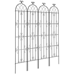 Garden Trellis for Climbing Plants, 87 x 20 in, 4 Packs Rustproof Metal Garden Flower Trellis, Outdoor Climbing Rose Trellis Cucumbers Support, Decorative Clematis Trellis for Courtyards Lawns