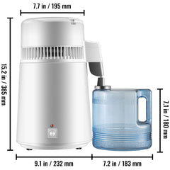 Water Distiller Purifier Pure Water Distiller Filters Water Distillation 4L Internal Stainless Steel with Collection Bottle
