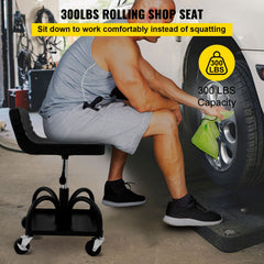 Rolling Garage Stool 300LBS Adjustable Mechanic Work Shop Seat w/Casters