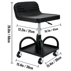 Rolling Garage Stool 300LBS Adjustable Mechanic Work Shop Seat w/Casters