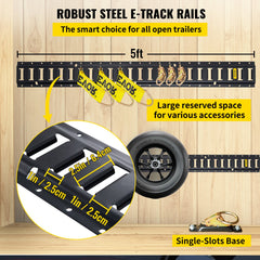 E Track Tie Down Rail Kit 30PCs 1.52m E Track Rails Enclosed Cargo Trailer