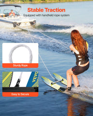 Water Skis 116.8 cm / 46 inch, Water Ski Trainers with X-7 Adjustable Bindings, Double-Handle Rope & Removable Stabilizing Bar, Training Waterskis Combo for Youth Up to 136 kg