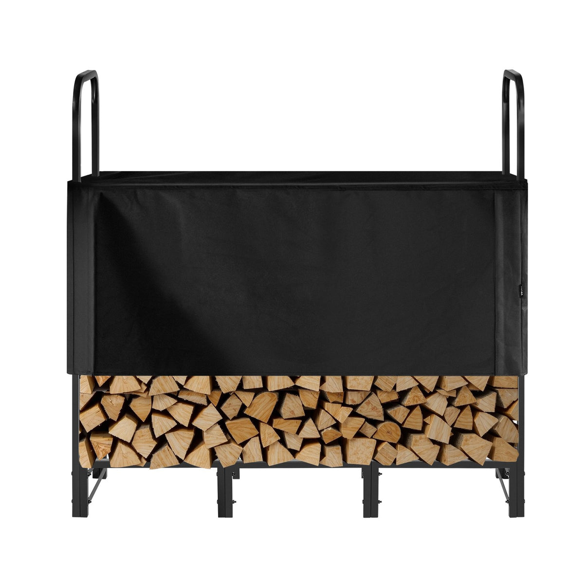 VEVOR Firewood Rack with Waterproof Cover, 1.22m Outdoor Firewood Holder, 1/4 Cord Storage Metal Log Holder, 400lb Max Weight Capacity, Top Covered, Powder-Coated Wood Storage Rack for Fireplace Deck