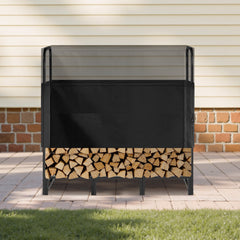 VEVOR Firewood Rack with Waterproof Cover, 1.22m Outdoor Firewood Holder, 1/4 Cord Storage Metal Log Holder, 400lb Max Weight Capacity, Top Covered, Powder-Coated Wood Storage Rack for Fireplace Deck