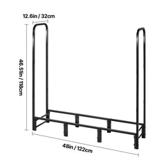 Firewood Rack with Waterproof Cover, 1.22m Outdoor Firewood Holder, 1/4 Cord Storage Metal Log Holder, 400lb Max Weight Capacity, Full Covered, Powder-Coated Wood Storage Rack for Fireplace Deck