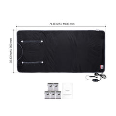 Sauna Blanket for Detoxification, Portable Far Infrared Sauna for Home, Oxford Sauna Bag w/ Arm Holes & Carbon Fiber Heating, 1-6 Level Adjustable Temp35-80°C, 5-60 Minutes Timer, 1900x900mm