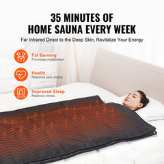 Sauna Blanket for Detoxification, Portable Far Infrared Sauna for Home Relaxation, 1-6 Level Adjustable Temprature Rannge 35-85°C, 1-60 Minutes Timer,1800x800mm