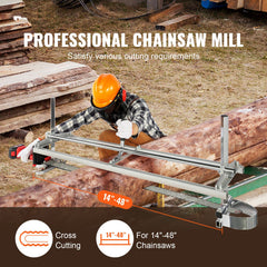 Chainsaw Mill, Portable Sawmill 14"-48" Guide Bar, Galvanized Steel Chainsaw Planking Mill with 0.2"-11.81" Cutting Thickness, Wood Lumber Cross Cutting Saw Mill for Builders and Woodworkers