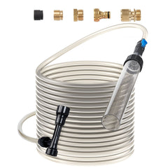 Aquarium Vacuum Gravel Cleaner, 50 ft PVC Hose Fish Tank Vacuum Gravel Cleaner, Siphon Fish Tank Cleaner Vacuum, 3 Types of Brass Adapters, for Fish Tank Cleaning Gravel & Sand