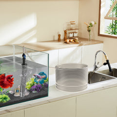 Aquarium Vacuum Gravel Cleaner, 50 ft PVC Hose Fish Tank Vacuum Gravel Cleaner, Siphon Fish Tank Cleaner Vacuum, 3 Types of Brass Adapters, for Fish Tank Cleaning Gravel & Sand