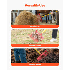 Horse Manure Fork Garden Tool 18 Tine Plastic Pitchfork Muck Rake for Hay