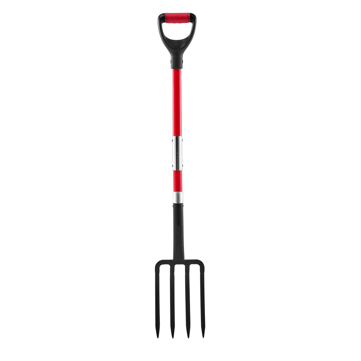 4 Tines Garden Fork Fiberglass Handle 45 in Spading Pitchfork Heavy Duty