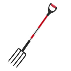 4 Tines Garden Fork Fiberglass Handle 45 in Spading Pitchfork Heavy Duty