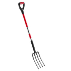 4 Tines Garden Fork Fiberglass Handle 45 in Spading Pitchfork Heavy Duty
