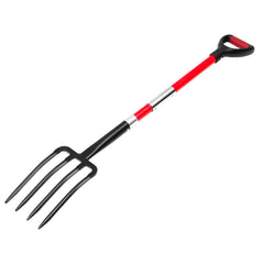 4 Tines Garden Fork Fiberglass Handle 45 in Spading Pitchfork Heavy Duty