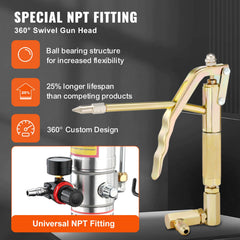 Grease Pump, 40L Capacity, Air Operated Grease Pump with 3.88 m High Pressure Hose and Grease Gun, Pneumatic Grease Bucket Pump with Wheels, Portable Lubrication Grease Pump 50:1 Pressure Ratio