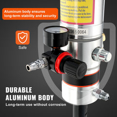Grease Pump, 50:1 Pressure Ratio Air Operated Grease Pump with 3.88 m High Pressure Hose and Grease Gun, Pneumatic Grease Pump, Portable Lubrication Grease Pump with 360° Swivel Grease Gun Head