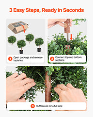 Artificial Topiary Boxwood Double Ball, 2 Set 914mm Faux Boxwood Plant Balls, Fake Silk Tree Look Real, Easy Assembly for Decor Front Porch Outdoor Patio Garden Balcony Backyard Indoor