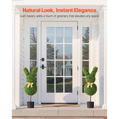 Artificial Topiary Bunny-Shape Boxwood Ball, 2 Set 914mm Faux Boxwood Plant Balls, Fake Silk Tree Look Real, Easy Assembly for Decor Front Porch Outdoor Patio Garden Balcony Backyard Indoor