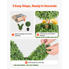 Artificial Topiary Bunny-Shape Boxwood Ball, 2 Set 914mm Faux Boxwood Plant Balls, Fake Silk Tree Look Real, Easy Assembly for Decor Front Porch Outdoor Patio Garden Balcony Backyard Indoor