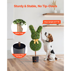 Artificial Topiary Bunny-Shape Boxwood Ball, 2 Set 914mm Faux Boxwood Plant Balls, Fake Silk Tree Look Real, Easy Assembly for Decor Front Porch Outdoor Patio Garden Balcony Backyard Indoor
