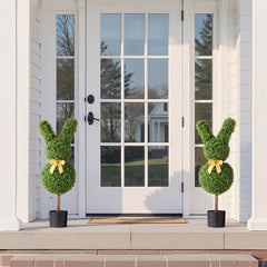 Artificial Topiary Bunny-Shape Boxwood Ball, 2 Set 914mm Faux Boxwood Plant Balls, Fake Silk Tree Look Real, Easy Assembly for Decor Front Porch Outdoor Patio Garden Balcony Backyard Indoor
