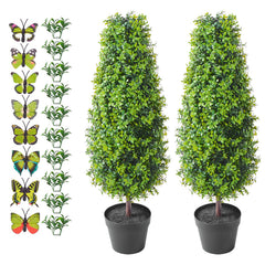 2 Pack 91.4cm Artificial Boxwood Topiary Tree Faux Plant UV Decor In/Outdoor