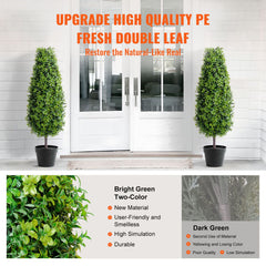 2 Pack 91.4cm Artificial Boxwood Topiary Tree Faux Plant UV Decor In/Outdoor