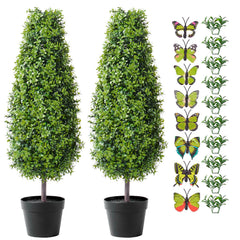 2 Pack 91.4cm Artificial Boxwood Topiary Tree Faux Plant UV Decor In/Outdoor
