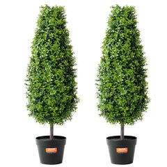 2 Pack 91.4cm Artificial Boxwood Topiary Tree Faux Plant UV Decor In/Outdoor