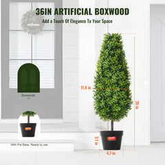 2 Pack 91.4cm Artificial Boxwood Topiary Tree Faux Plant UV Decor In/Outdoor