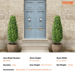 2 Pack 91.4cm Artificial Boxwood Topiary Tree Faux Plant UV Decor In/Outdoor