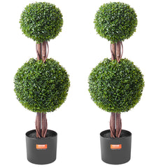 2 Pack 91.4cm Artificial Boxwood Topiary Tree Faux Plant UV Decor In/Outdoor