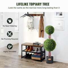 2 Pack 91.4cm Artificial Boxwood Topiary Tree Faux Plant UV Decor In/Outdoor