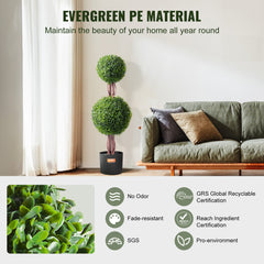2 Pack 91.4cm Artificial Boxwood Topiary Tree Faux Plant UV Decor In/Outdoor