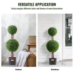 2 Pack 91.4cm Artificial Boxwood Topiary Tree Faux Plant UV Decor In/Outdoor