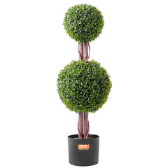 2 Pack 91.4cm Artificial Boxwood Topiary Tree Faux Plant UV Decor In/Outdoor