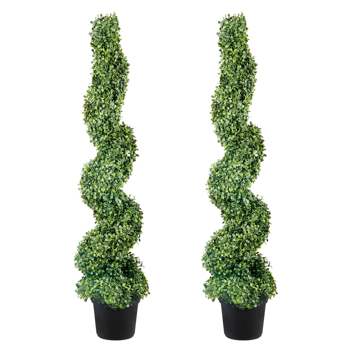 Artificial Topiaries Boxwood Trees, 10cm Tall (2 Pieces) Faux Topiary Plant Outdoor, All-year Green Feaux Plant w/ Replaceable Leaves for Decorative Indoor/Outdoor/Garden