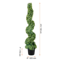 Artificial Topiaries Boxwood Trees, 10cm Tall (2 Pieces) Faux Topiary Plant Outdoor, All-year Green Feaux Plant w/ Replaceable Leaves for Decorative Indoor/Outdoor/Garden