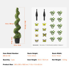 2 Pack 152.4cm Artificial Boxwood Topiary Tree Faux Plant UV Decor In/Outdoor