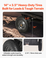 Garden Utility Trailer, 10 Cu. Ft & 227 kg Capacity, ATV UTV Hauling Trailer, Tow Behind Steel Dump Cart with 14" Tires, Hand Pull or Foot Pedal, Heavy Duty Yard Trailers for Lawn Mower Tractor