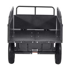 Garden Utility Trailer, 10 Cu. Ft & 227 kg Capacity, ATV UTV Hauling Trailer, Tow Behind Steel Dump Cart with 14" Tires, Hand Pull or Foot Pedal, Heavy Duty Yard Trailers for Lawn Mower Tractor