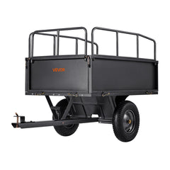 Garden Utility Trailer, 17 Cu. Ft & 272 kg Capacity, ATV UTV Hauling Trailer, Tow Behind Steel Dump Cart with 16" Tires, Hand Pull or Foot Pedal, Heavy Duty Yard Trailers for Lawn Mower Tractor