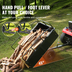Heavy Duty ATV Trailer Steel Dump Cart, 750-Pound 15 Cubic Feet, Garden Utility Trailer with Removable Sides for Riding Lawn Mower Tractor